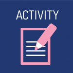Picture of notepad and pen that says activity
