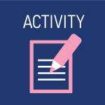 An image with the word 'activity' and an icon of pen on paper