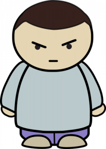 Comic illustration of unhappy boy