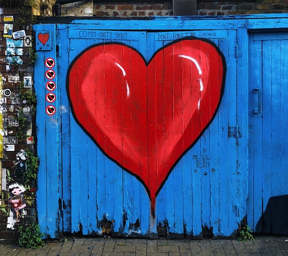 Street art of a love heart