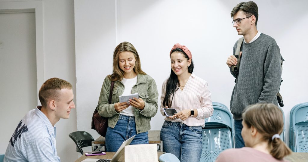 Students talking to each other