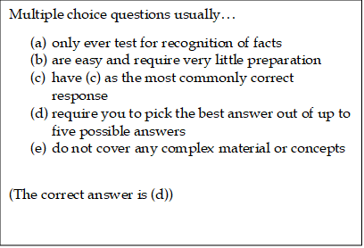 An example of a simple form of a multiple choice question