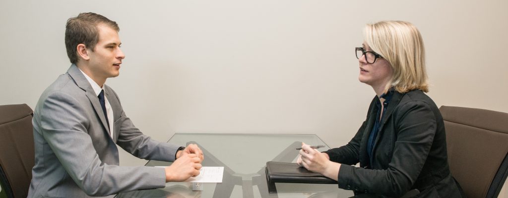 Man and woman at job interview