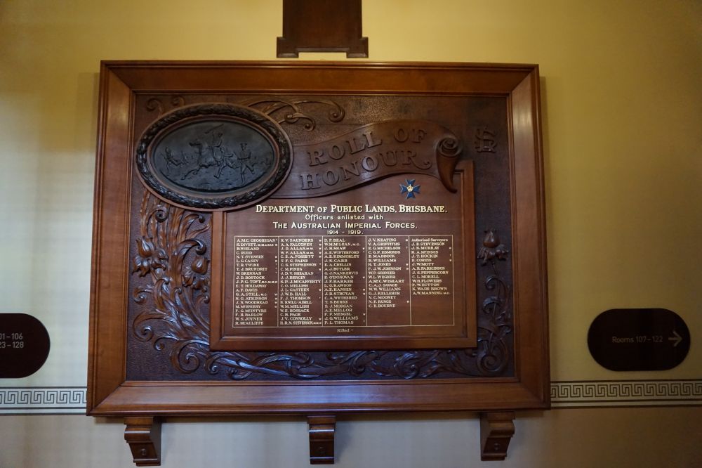 First World War Honour Board with last of names.
