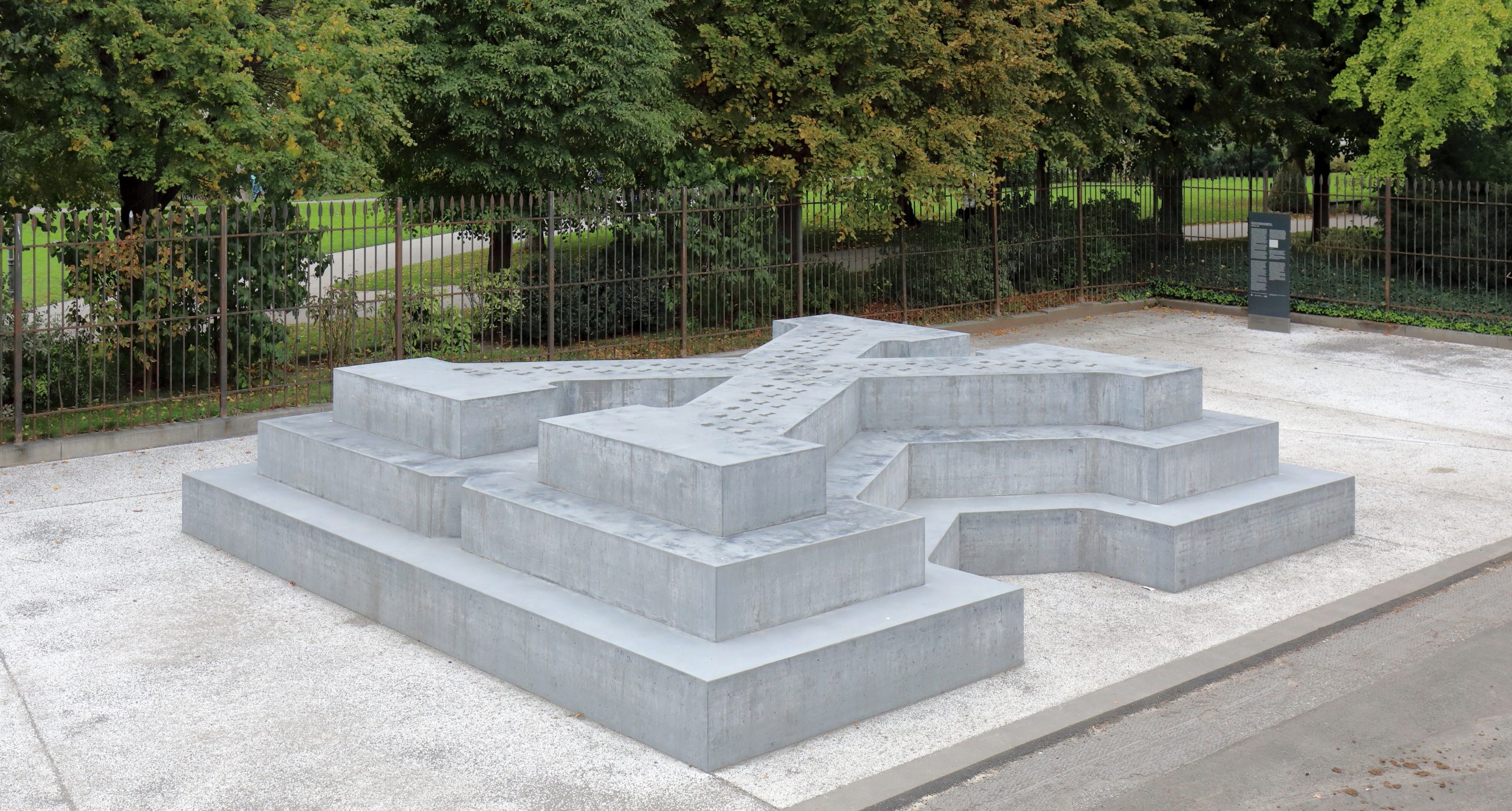 Memorial for the Victims of Nazi Military Justice, which look like grey steps that form that shape on an X