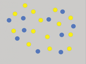 imagins showing blue and yellow dots on a gray background