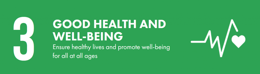 Green banner that says 'Godo health and wellbeing'