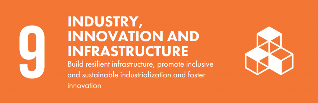 Orange banner that says 9. Industry, innovation and infrastructure