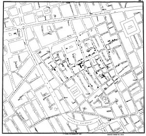 Map of Cases of cholera in London in 1854