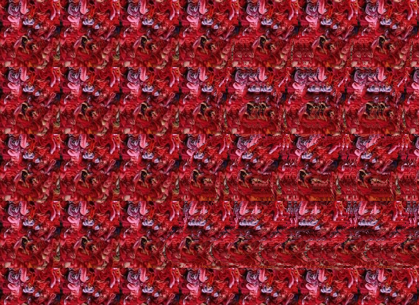 A red stereogram with a hidden buddha