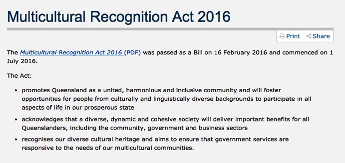 Screenshot of multicultural recognition act 2016