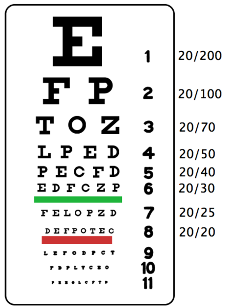  Snellen Traditional & Kindergarten Color Distance Vision Eye  Chart 20 Ft : Industrial & Scientific