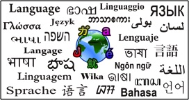 Collage of the word language in different languages