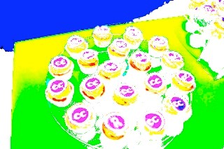 Photo of cupcakes where photo has turned to electriccolours