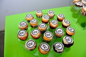 Photo of cupcakes with the CC logo as icing