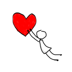 Kids sketch of child holding a love heart
