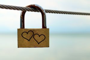 A lock with two drawn love hearts