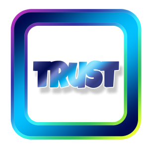 A decorative image showing the word 'trust'.