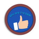 A decorative image of a hand giving the 'thumbs up' sign with the words 'you are the best!'.