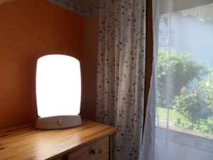 A bright light on a table