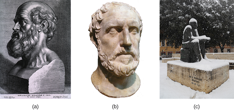 Statues of Hippocrates, Thucydides and Marcus Terentius Varro